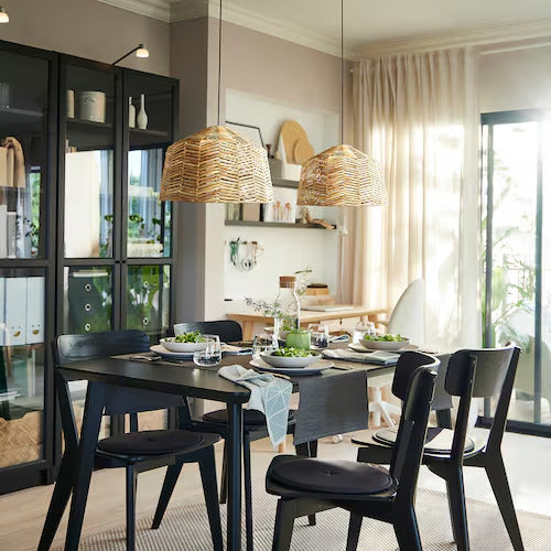 IKEA KAPPELAND / HEMMA Pendant lamp, rattan/black