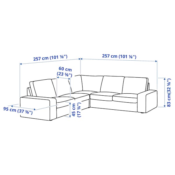 IKEA KIVIK Sectional, 4-seat corner, Gunnared medium gray