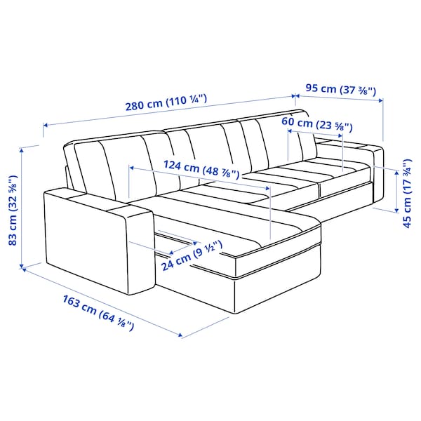 IKEA KIVIK Sofa, with chaise/Grann/Bomstad black