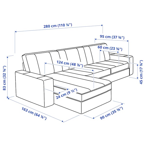 IKEA KIVIK Sofa with chaise, Tallmyra light green
