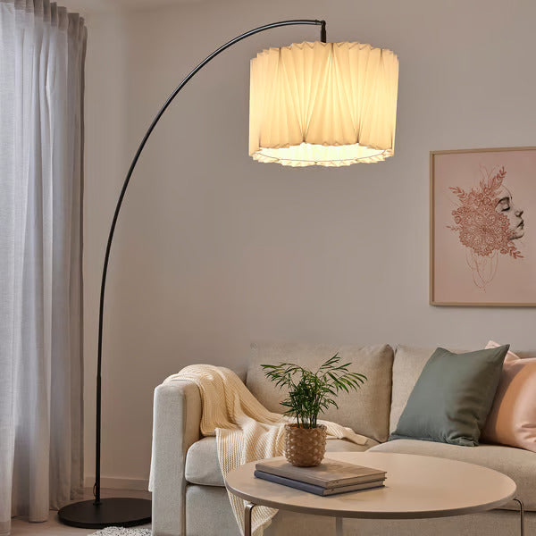 IKEA KUNGSHULT / SKAFTET Floor lamp, arched, white/black