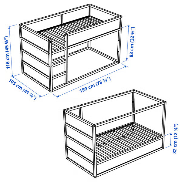 IKEA KURA Reversible bed, white/pine, Twin
