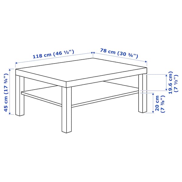 IKEA LACK Coffee table, white stained oak effect, 46 1/2x30 3/4 "
