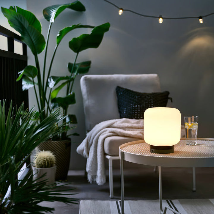 IKEA LÄNSPORT LED portable lamp, battery operated, white/dark gray, 8 ¾ "