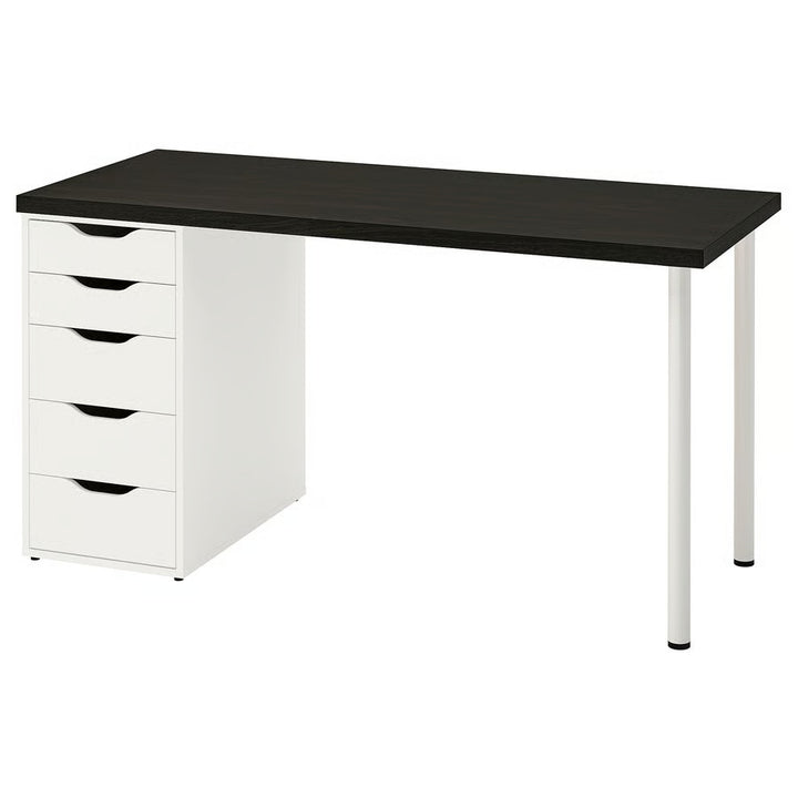 IKEA LAGKAPTEN / ALEX Desk, black-brown/white, 55 1/8x23 5/8 "