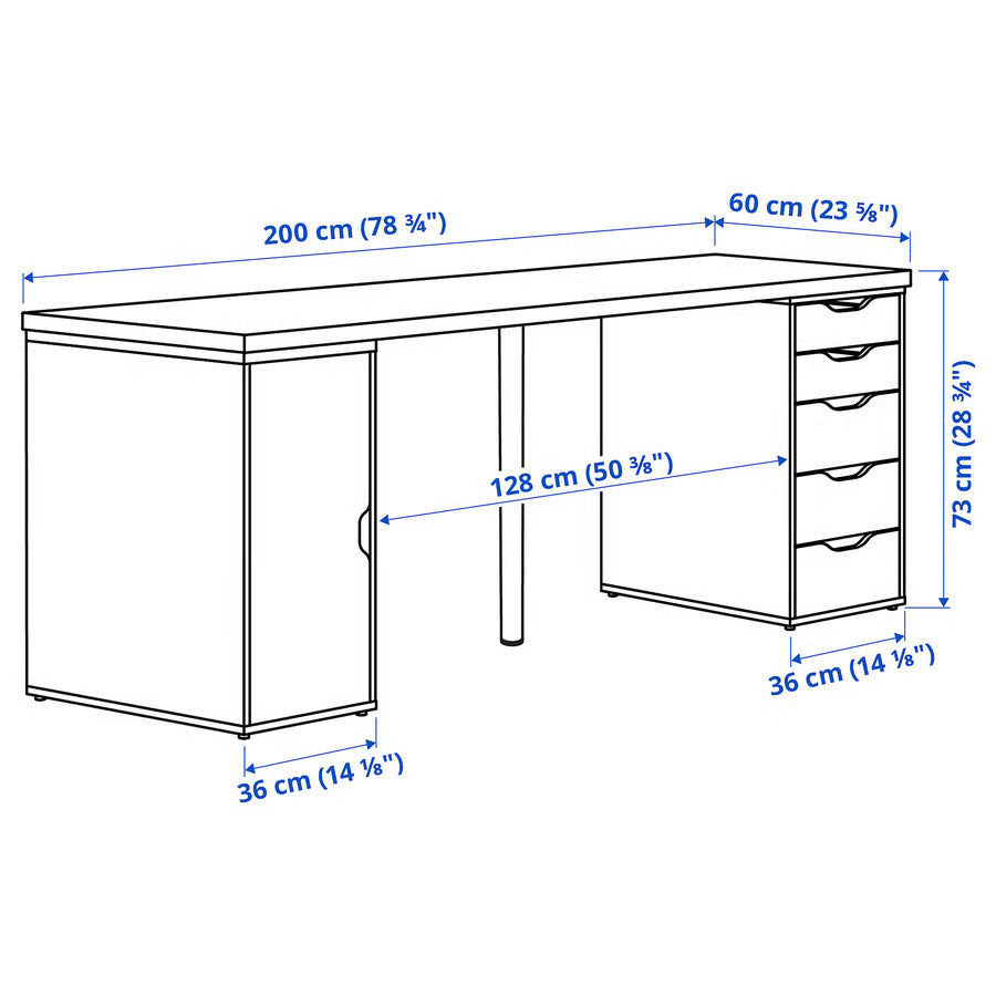 IKEA LAGKAPTEN / ALEX Desk, black-brown/white, 78 3/4x23 5/8 "