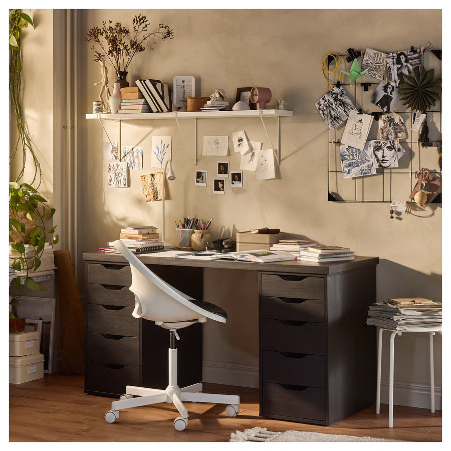 IKEA LAGKAPTEN / ALEX Desk, white/black-brown, 55 1/8x23 5/8 "