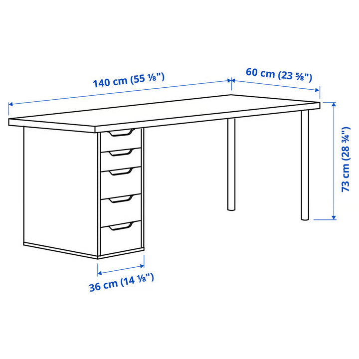 IKEA LAGKAPTEN / ALEX Desk, dot pattern/black white, 55 1/8x23 5/8 "
