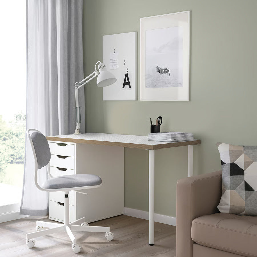 IKEA LAGKAPTEN / ALEX Desk, dot pattern/black white, 55 1/8x23 5/8 "