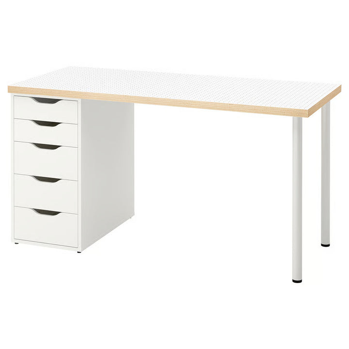 IKEA LAGKAPTEN / ALEX Desk, dot pattern/black white, 55 1/8x23 5/8 "