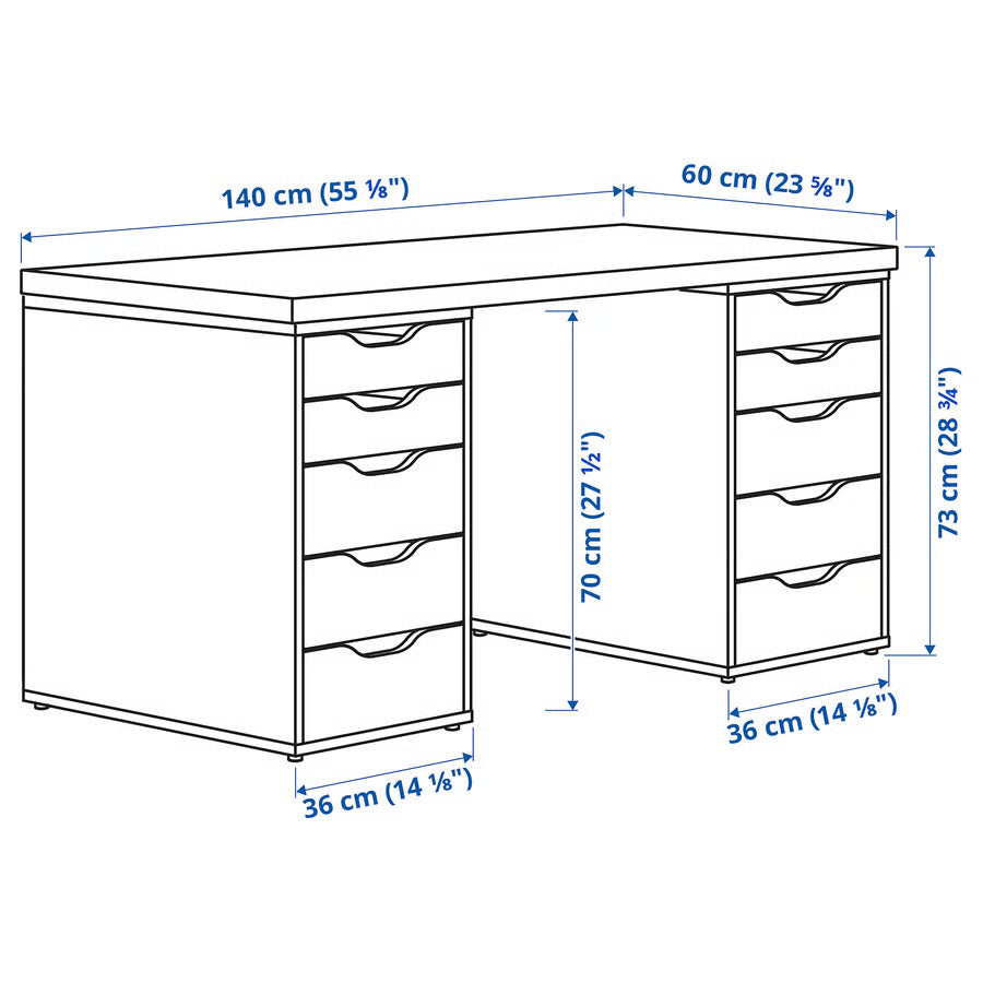 IKEA LAGKAPTEN / ALEX Desk, white anthracite/white, 55 1/8x23 5/8 "