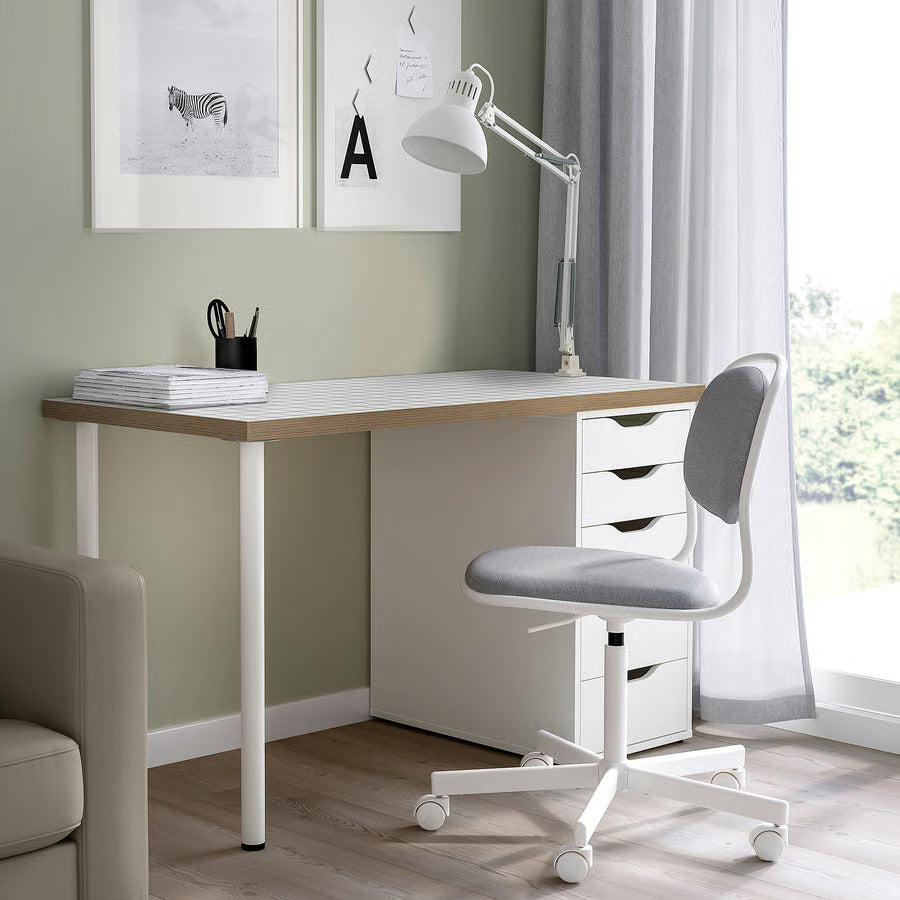 IKEA LAGKAPTEN / ALEX Desk, black-brown/white, 55 1/8x23 5/8 "