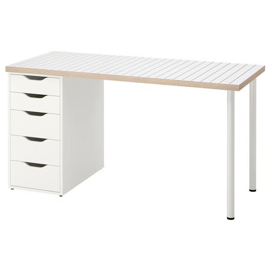 IKEA LAGKAPTEN / ALEX Desk, black-brown/white, 55 1/8x23 5/8 "