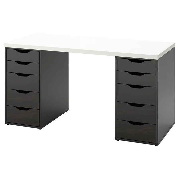 IKEA LAGKAPTEN / ALEX Desk, white/black-brown, 55 1/8x23 5/8 "