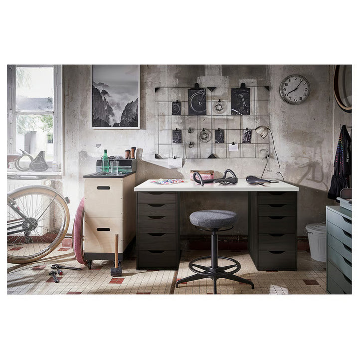 IKEA LAGKAPTEN / ALEX Desk, white/black-brown, 55 1/8x23 5/8 "