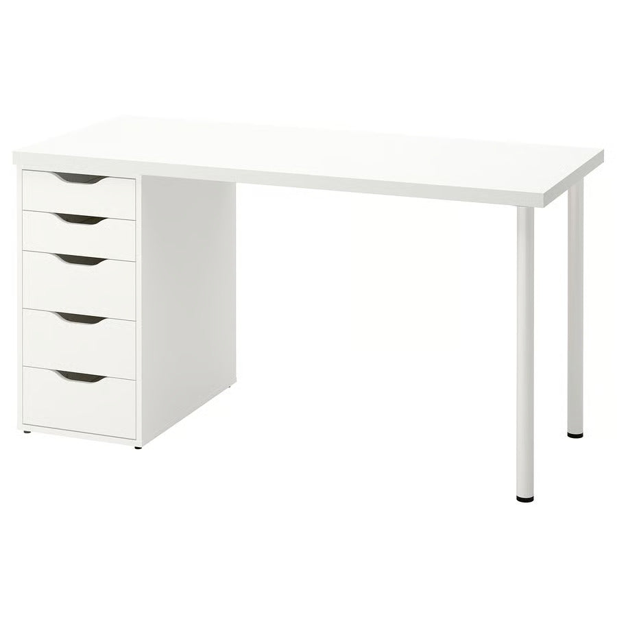 IKEA LAGKAPTEN / ALEX Desk, black-brown/white, 55 1/8x23 5/8 "