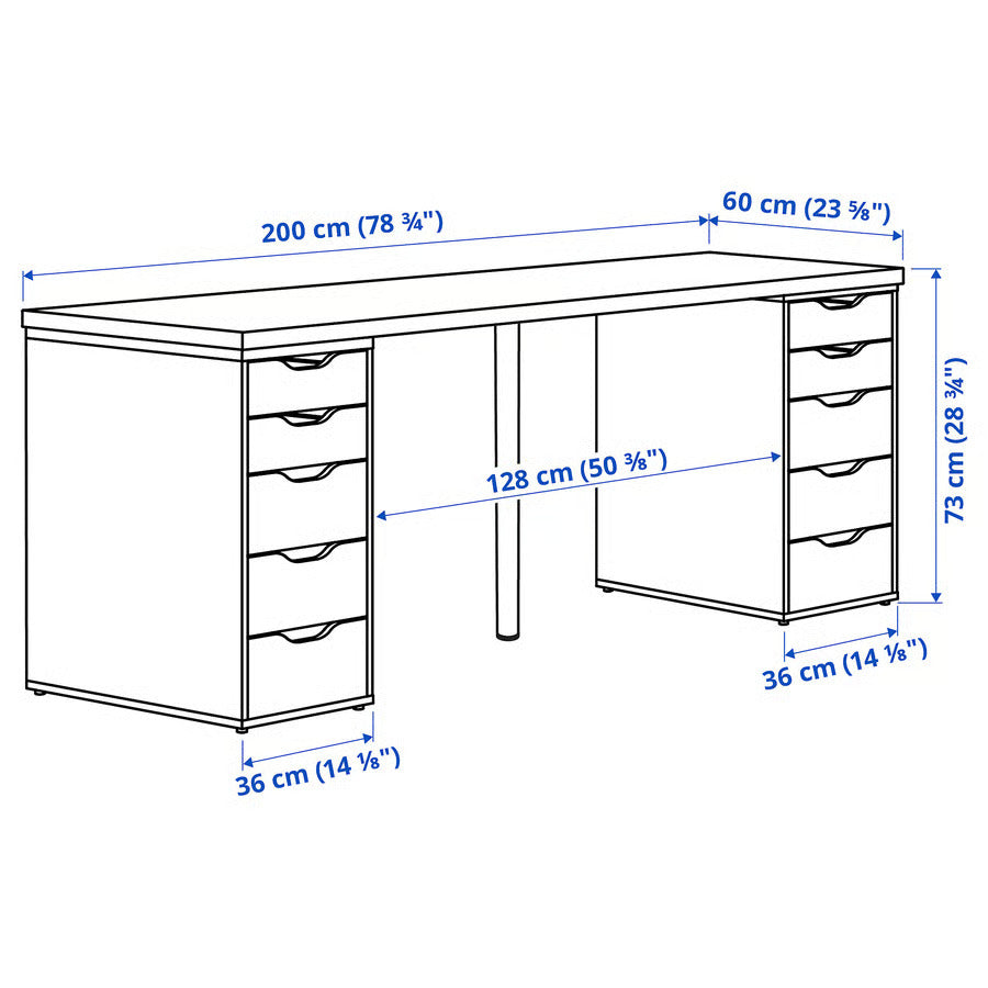IKEA LAGKAPTEN / ALEX Desk, black-brown/white, 78 3/4x23 5/8 "