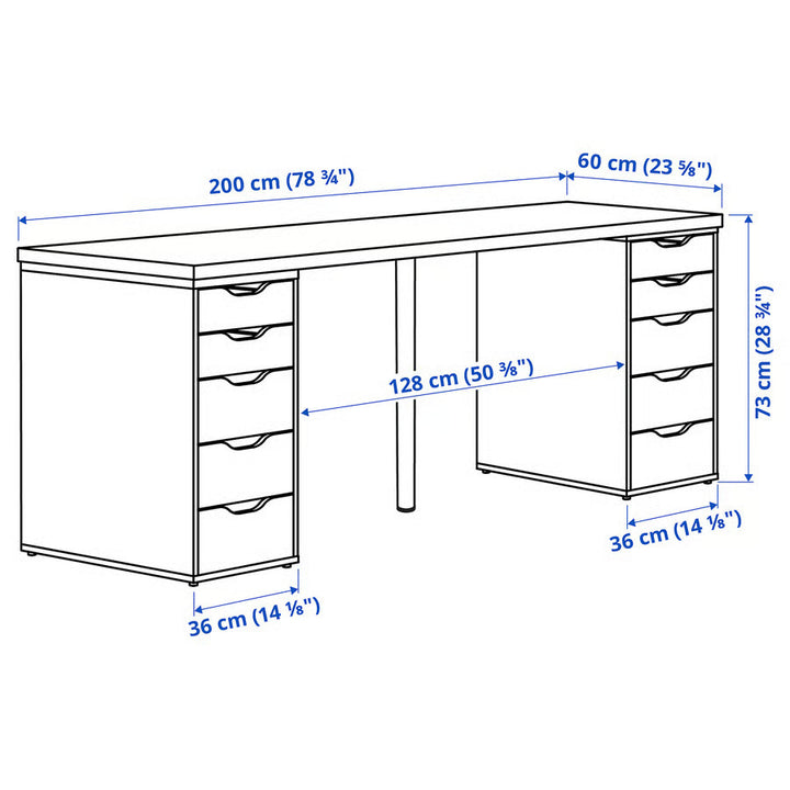 IKEA LAGKAPTEN / ALEX Desk, black-brown/white, 78 3/4x23 5/8 "