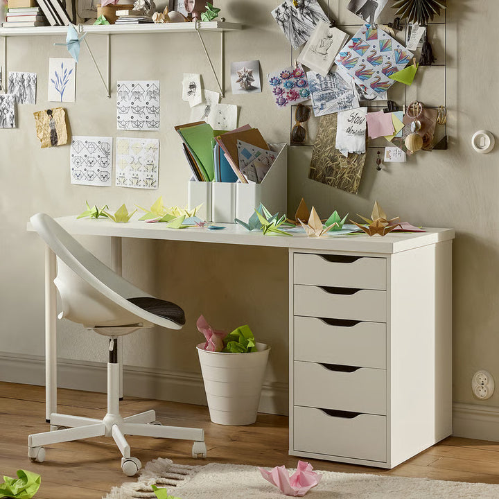 IKEA LAGKAPTEN / ALEX Desk, black-brown/white, 55 1/8x23 5/8 "