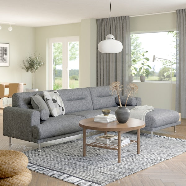 IKEA LÅNGARYD Sofa w chaise, right, Lejde gray/black/metal
