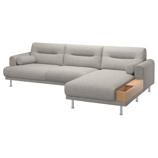 IKEA LÅNGARYD Sofa w chaise, right, Lejde/light gray metal