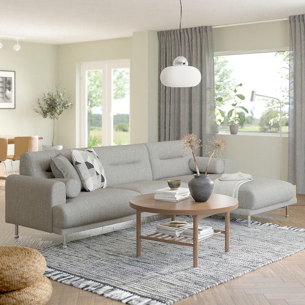 IKEA LÅNGARYD Sofa w chaise, right, Lejde/light gray metal