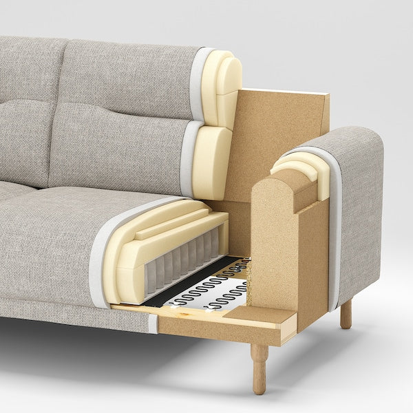 IKEA LÅNGARYD Sofa w chaise, right, Lejde/light gray metal