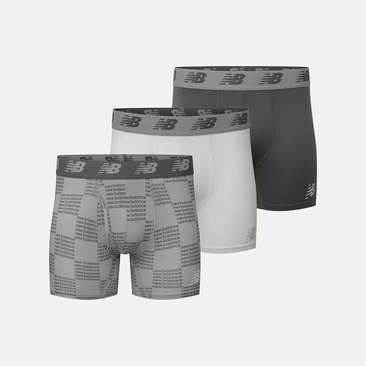 New balance Mens Premium 6 Inch Boxer Brief with Fly 3 Pack