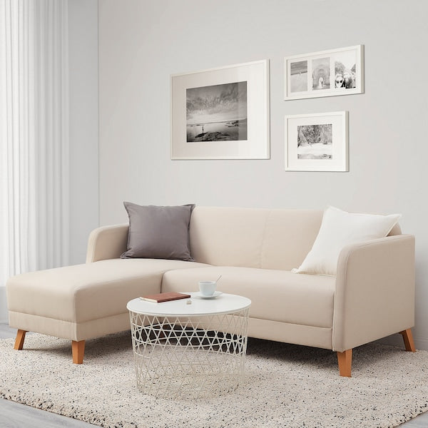 IKEA LINANÄS Sofa, with chaise/Vissle beige
