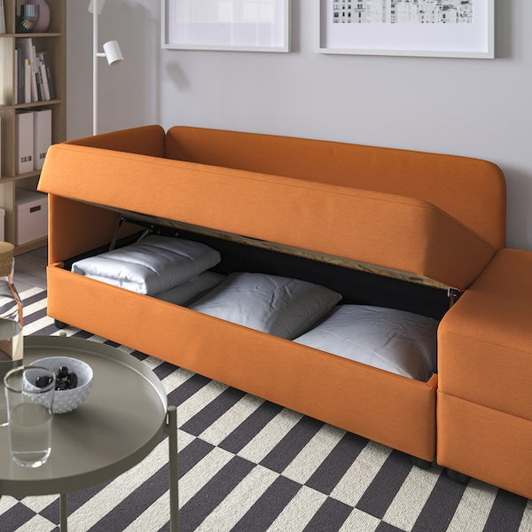 IKEA LINDÅKRA Sleeper sofa, Knisa bright orange