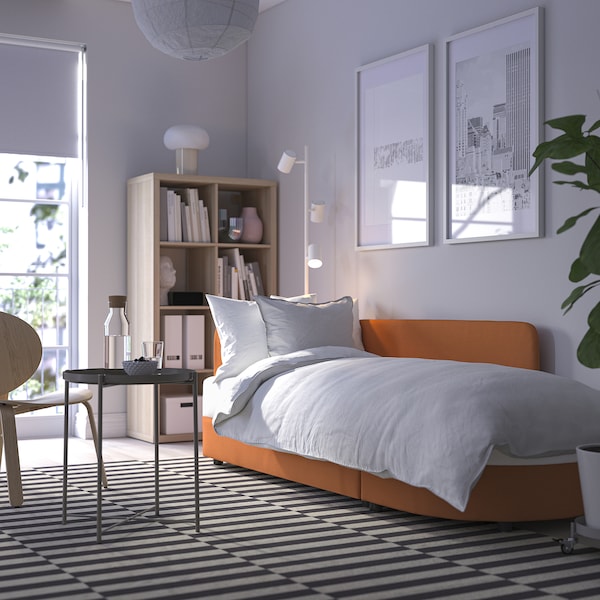 IKEA LINDÅKRA Sleeper sofa, Knisa bright orange