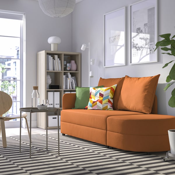IKEA LINDÅKRA Sleeper sofa, Knisa bright orange
