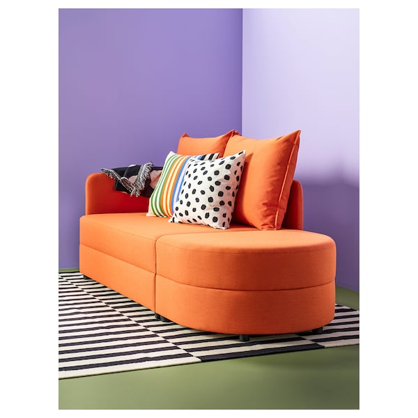 IKEA LINDÅKRA Sleeper sofa, Knisa bright orange