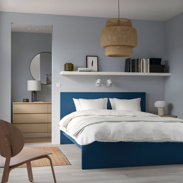 IKEA MALM Bed frame, blue/Lönset, Full
