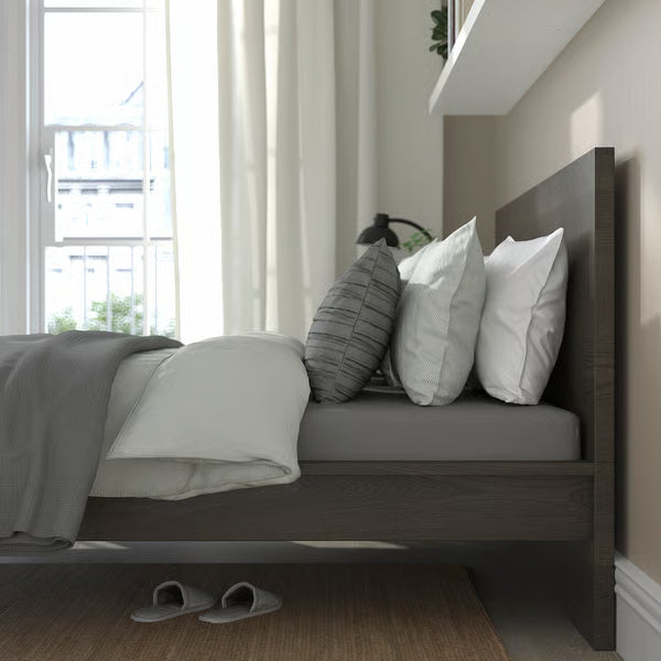 IKEA MALM Bed frame, dark brown veneer/Lönset, King