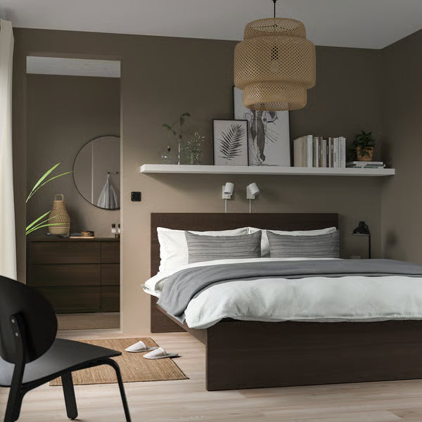 IKEA MALM Bed frame, dark brown veneer/Lönset, King