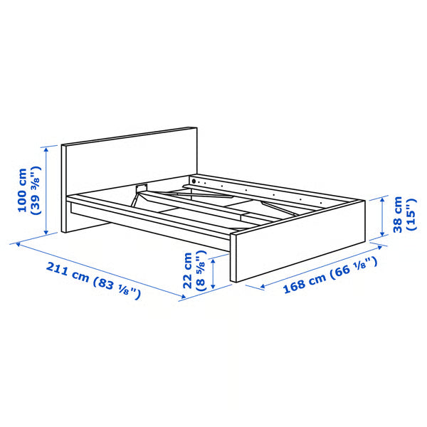 IKEA MALM Bed frame, oak veneer/Lönset, Full