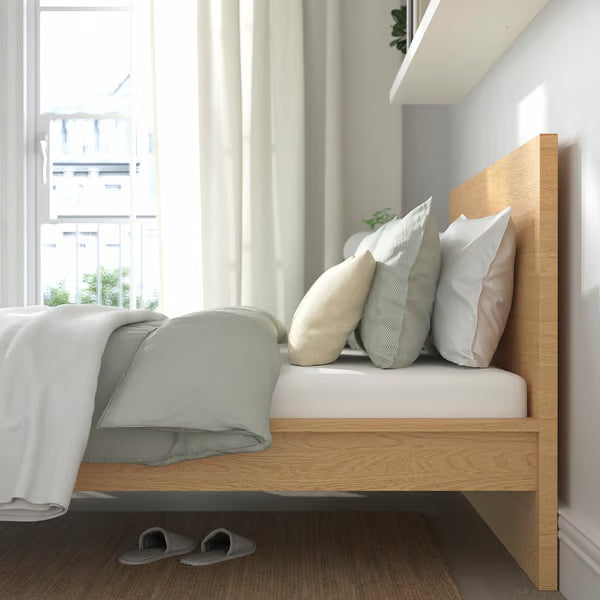 IKEA MALM Bed frame, oak veneer/Lönset, Full