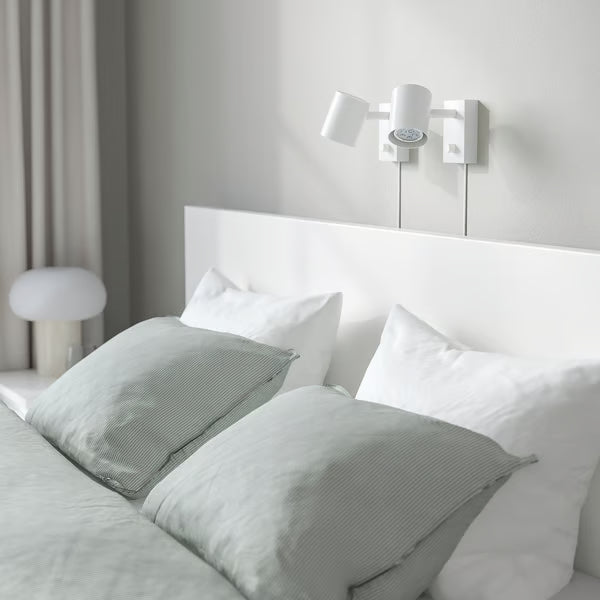 IKEA MALM High bed frame/2 storage boxes, white/Luröy, Queen