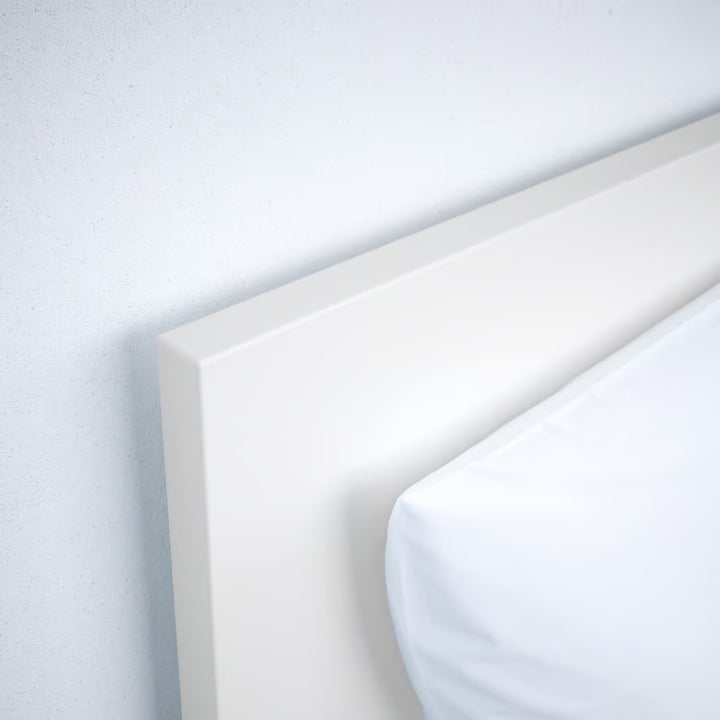 IKEA MALM High bed frame/4 storage boxes, white/Luröy, Queen