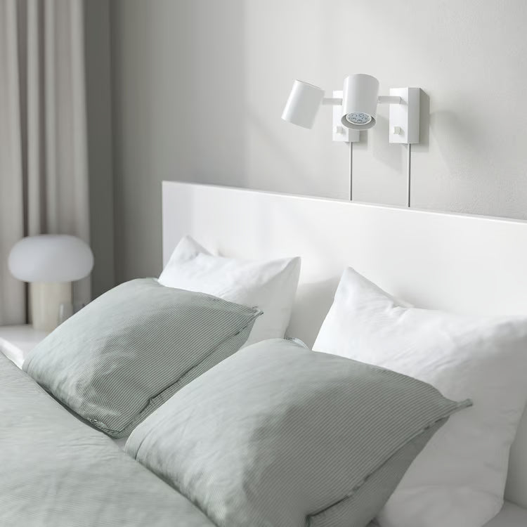 IKEA MALM High bed frame/4 storage boxes, white/Luröy, Queen