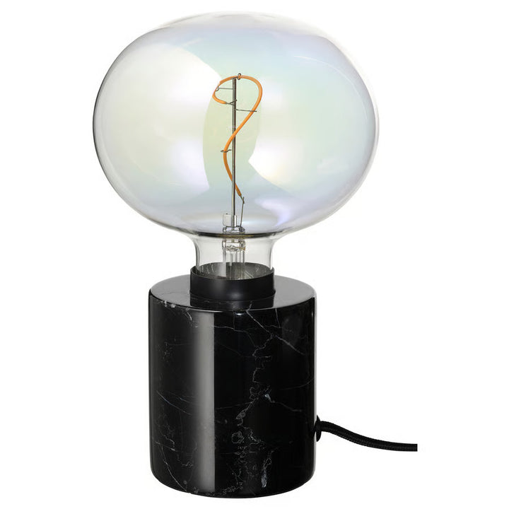 IKEA MARKFROST / MOLNART Table lamp with LED bulb, marble black/ellipse shaped multicolor