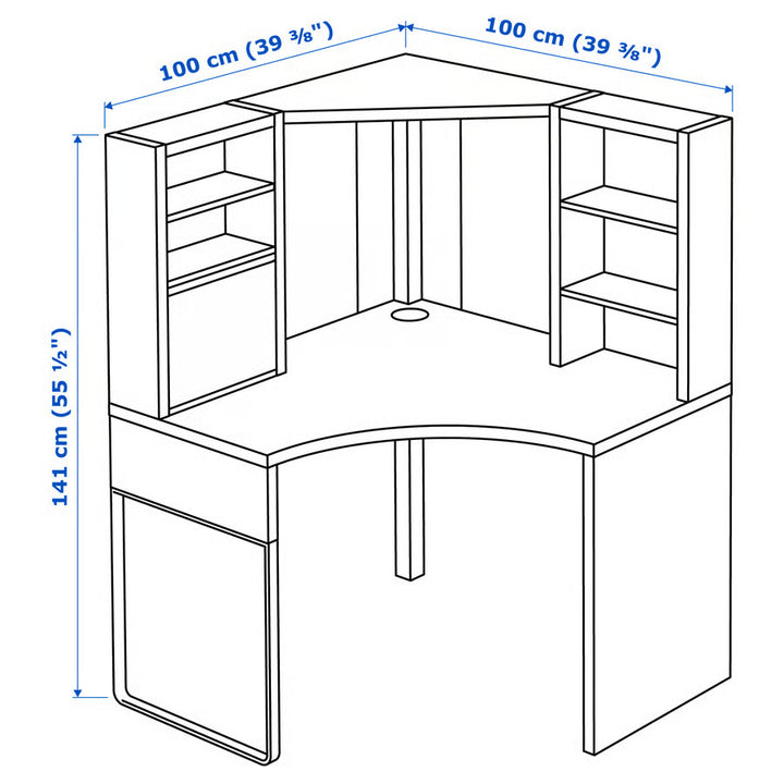 IKEA MICKE Corner workstation, black-brown, 39 3/8x55 7/8 "