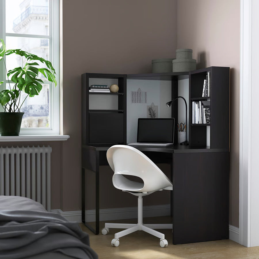 IKEA MICKE Corner workstation, black-brown, 39 3/8x55 7/8 "