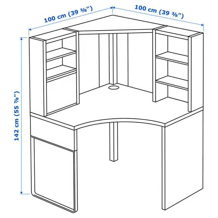 IKEA MICKE Corner workstation, black-brown, 39 3/8x55 7/8 "