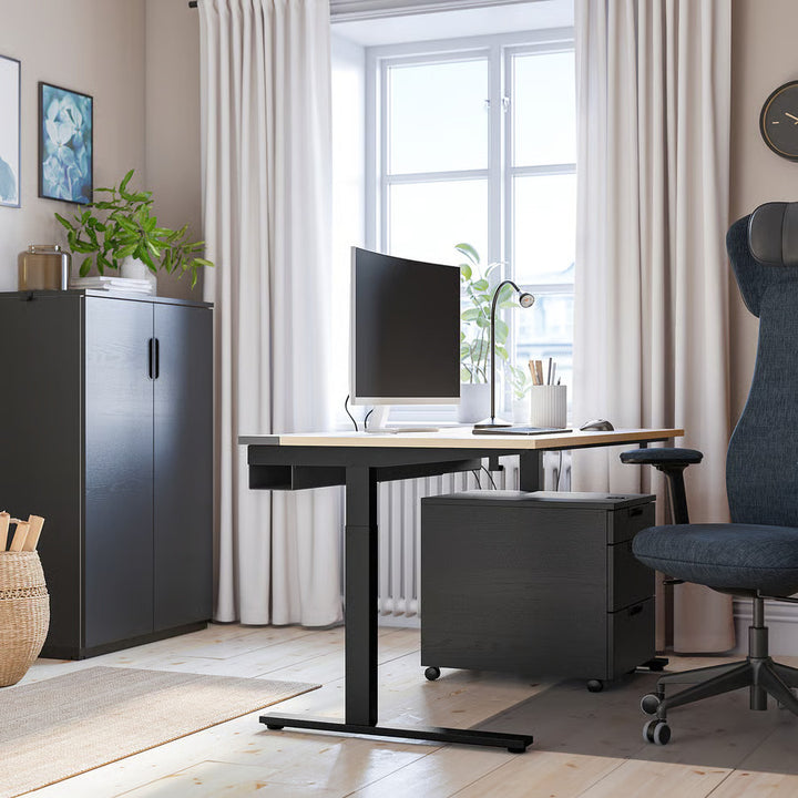 IKEA MITTZON Desk, birch veneer/black, 55 1/8x31 1/2 "