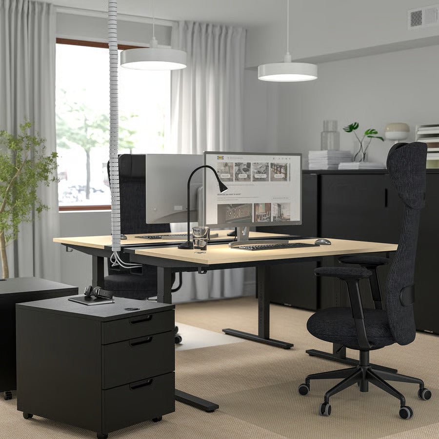 IKEA MITTZON Desk, birch veneer/black, 55 1/8x31 1/2 "