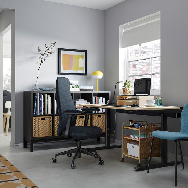 IKEA MITTZON Desk, birch veneer/black, 55 1/8x31 1/2 "
