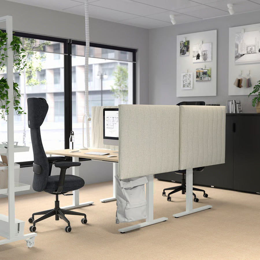 IKEA MITTZON Desk, birch veneer/black, 55 1/8x31 1/2 "