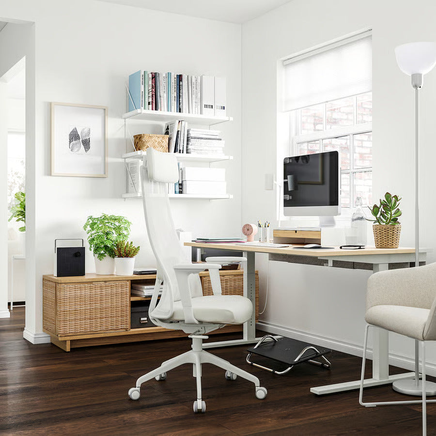 IKEA MITTZON Desk, birch veneer/black, 55 1/8x31 1/2 "